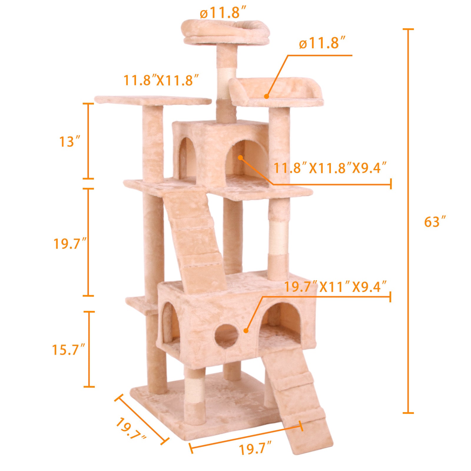 Cat Climbing Tree House With Scratching Posts & Stairs Doba